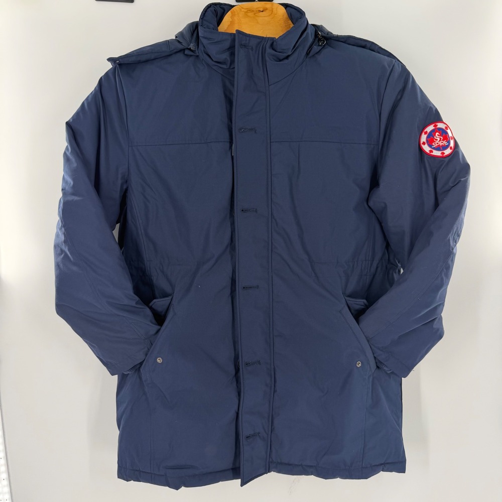 Spire Sejuk Mens Navy Blue Winter Parka Hooded Insulated Heavy Jacket Coat NEW